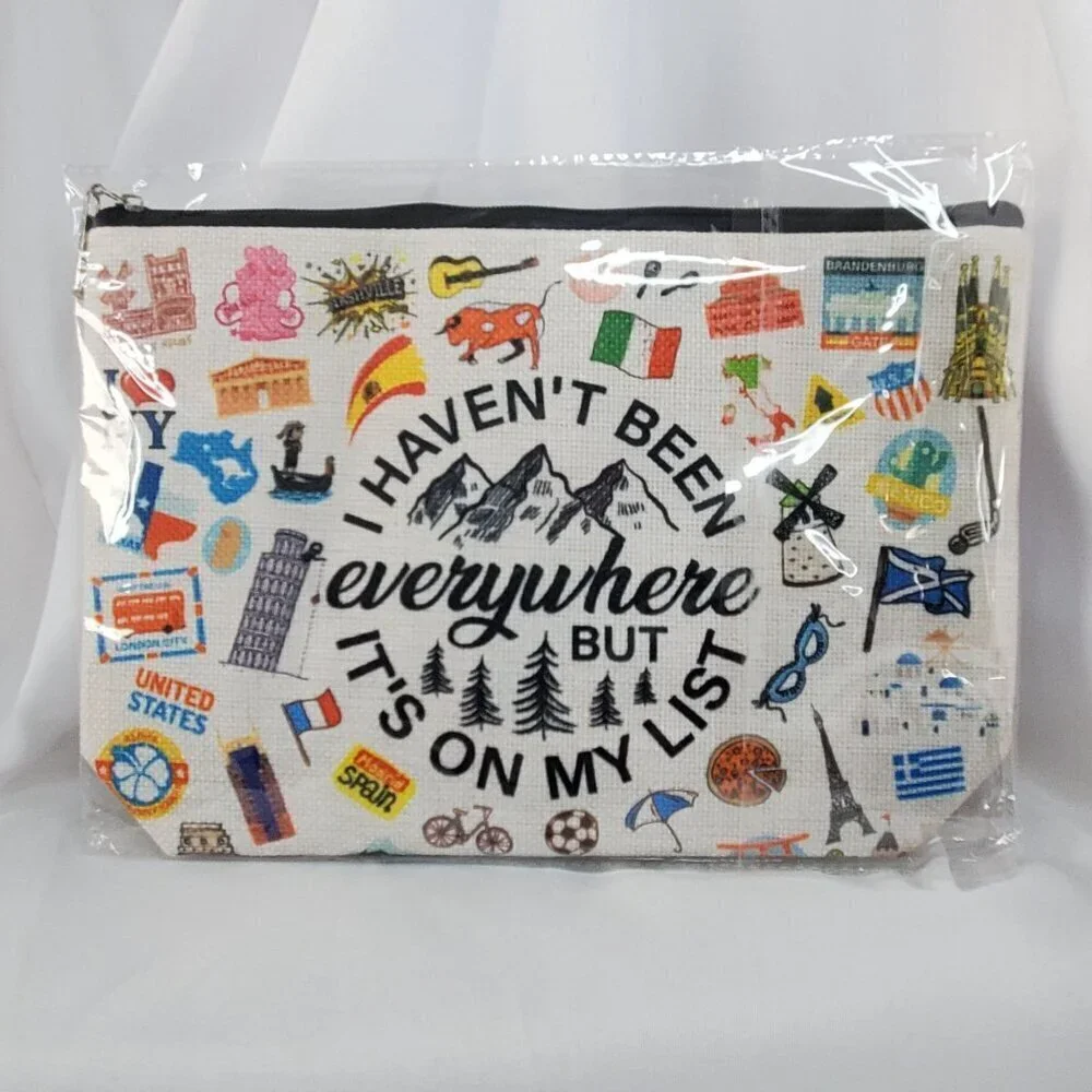 Travel-Themed Cosmetic Pouch  